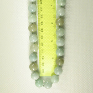 Mixed Green Jadeite Round Bead Necklace – 14K Gold Clasp