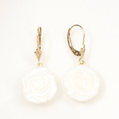 14K Yellow Gold Mother of Pearl Leverback Earrings