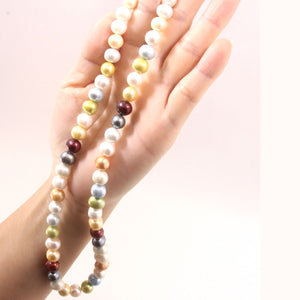 Multicolor Freshwater Pearl Strand Necklace with Alloy Gold-Plated Clasp