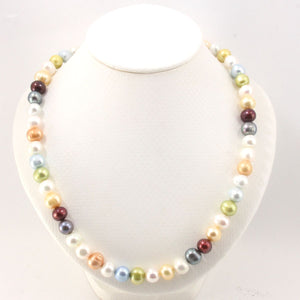 Multicolor Freshwater Pearl Strand Necklace with Alloy Gold-Plated Clasp