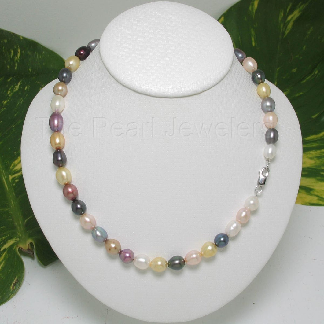 Multi-Color Freshwater Pearl Necklace – .925 Silver Clasp