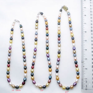 Multi-Color Freshwater Pearl Necklace – .925 Silver Clasp