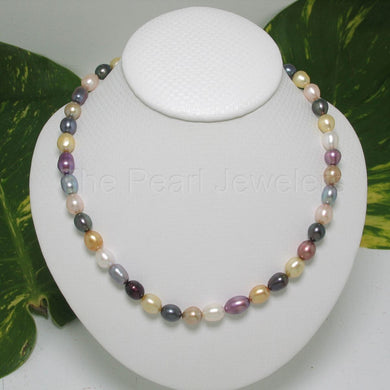 Multi-Color Freshwater Pearl Necklace – .925 Silver Clasp