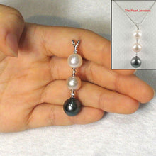Load image into Gallery viewer, 14k White Gold Rabbit-Ear Bale &amp; Graduated Cultured Pearl Pendant