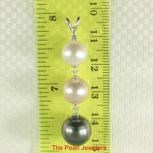 14k White Gold Rabbit-Ear Bale & Graduated Cultured Pearl Pendant