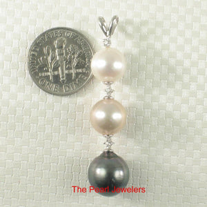 14k White Gold Rabbit-Ear Bale & Graduated Cultured Pearl Pendant
