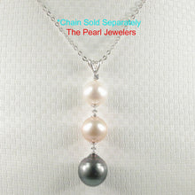 Load image into Gallery viewer, 14k White Gold Rabbit-Ear Bale &amp; Graduated Cultured Pearl Pendant