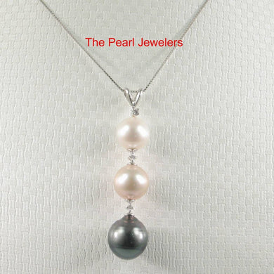 14k White Gold Rabbit-Ear Bale & Graduated Cultured Pearl Pendant