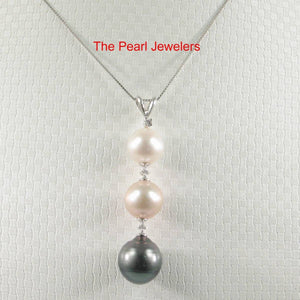 14k White Gold Rabbit-Ear Bale & Graduated Cultured Pearl Pendant