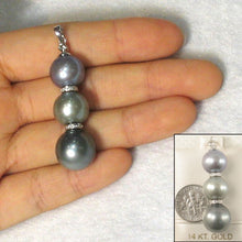 Load image into Gallery viewer, 14k White Gold &amp; Diamonds 3-Series Cultured &amp; Tahitian Pearl Pendant