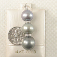 Load image into Gallery viewer, 14k White Gold &amp; Diamonds 3-Series Cultured &amp; Tahitian Pearl Pendant