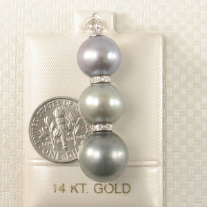 14k White Gold & Diamonds 3-Series Cultured & Tahitian Pearl Pendant