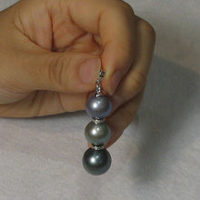 Load image into Gallery viewer, 14k White Gold &amp; Diamonds 3-Series Cultured &amp; Tahitian Pearl Pendant