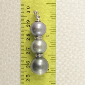 14k White Gold & Diamonds 3-Series Cultured & Tahitian Pearl Pendant