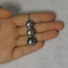 Load image into Gallery viewer, 14k White Gold &amp; Diamonds 3-Series Cultured &amp; Tahitian Pearl Pendant
