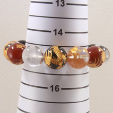 Load image into Gallery viewer, 16mm Multicolor Gemstone Engraving Golden Dragon Bracelet