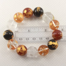 Load image into Gallery viewer, 16mm Multicolor Gemstone Engraving Golden Dragon Bracelet