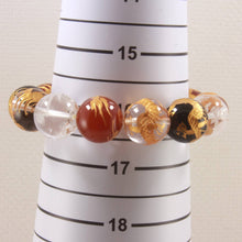 Load image into Gallery viewer, 16mm Multicolor Gemstone Engraving Golden Dragon Bracelet