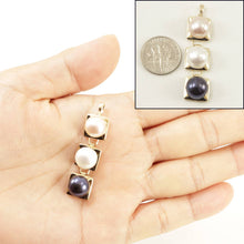 Load image into Gallery viewer, Peach, White &amp; Black Pearl Pendant – 14k Yellow Gold