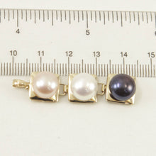 Load image into Gallery viewer, Peach, White &amp; Black Pearl Pendant – 14k Yellow Gold