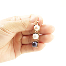 Load image into Gallery viewer, Peach, White &amp; Black Pearl Pendant – 14k Yellow Gold