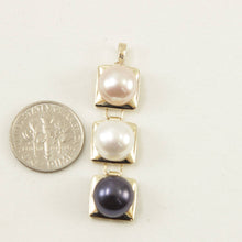 Load image into Gallery viewer, Peach, White &amp; Black Pearl Pendant – 14k Yellow Gold