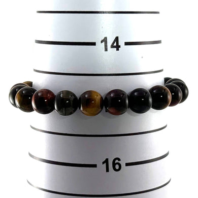 8mm Multicolor Tiger Eye Gemstone Stretch Bracelet
