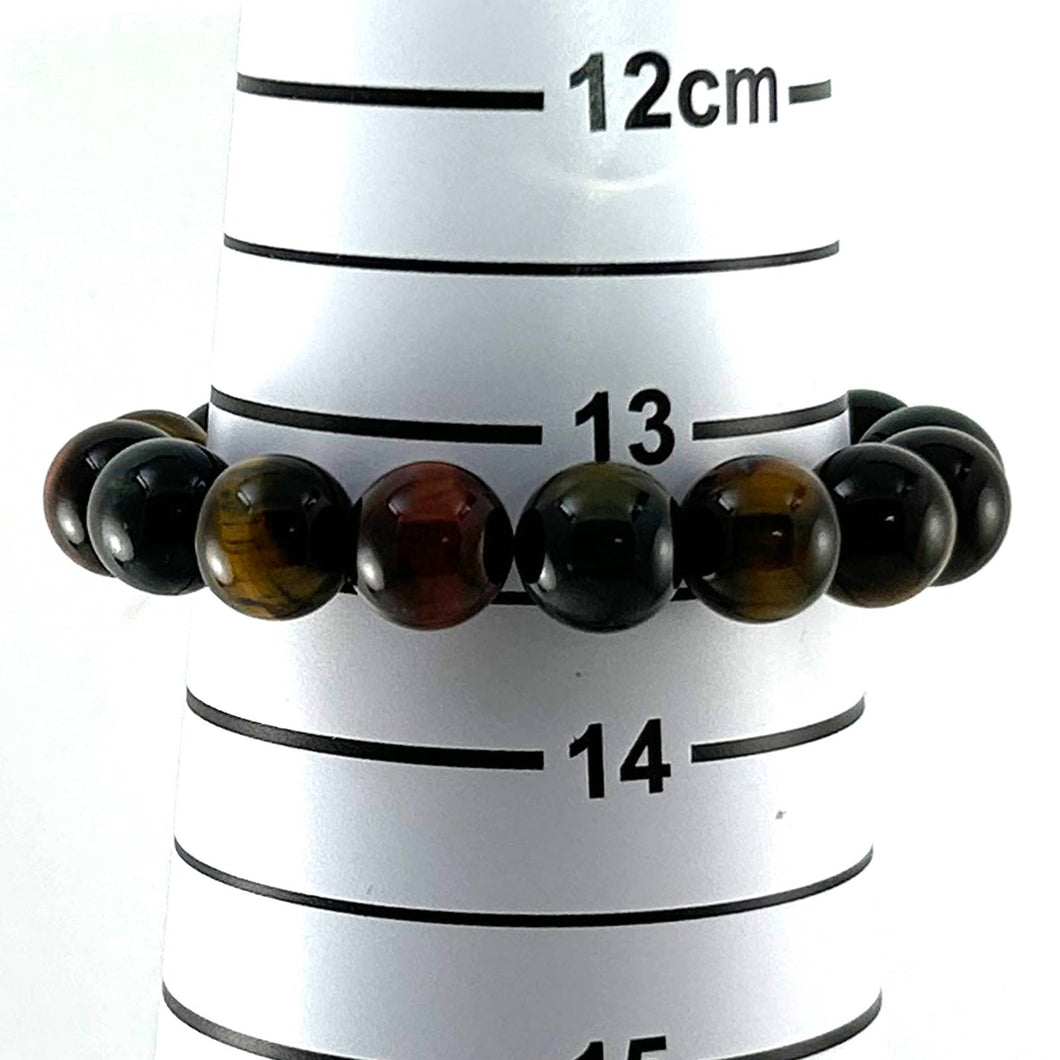10mm Multicolor Tiger Eye Gemstone Stretch Bracelet