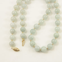 Load image into Gallery viewer, Natural Celadon Green Jade &amp; 14k Yellow Gold Beads Necklace