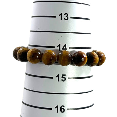 10mm Faceted Golden Tiger Eye Beads Stretchy Bracelet