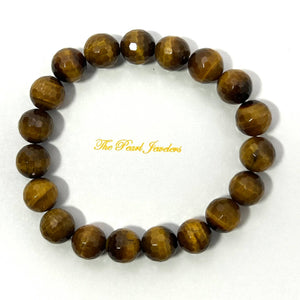 10mm Faceted Golden Tiger Eye Beads Stretchy Bracelet