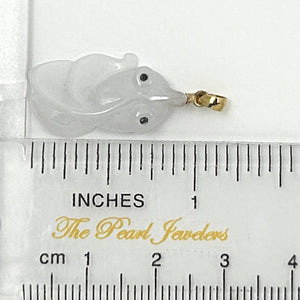Natural Jadeite 14k Yellow Gold Bale Hand-Carved Goldfish Pendant Necklace