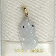 Load image into Gallery viewer, Natural Jadeite 14k Yellow Gold Bale Hand-Carved Goldfish Pendant Necklace