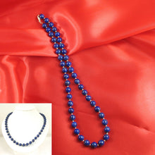 Load image into Gallery viewer, 8mm Lapis Lazuli &amp; 14k Gold Beads Necklace with Filigree Clasp