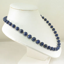 Load image into Gallery viewer, 8mm Lapis Lazuli &amp; 14k Gold Beads Necklace with Filigree Clasp