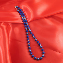 Load image into Gallery viewer, 8mm Lapis Lazuli &amp; 14k Gold Beads Necklace with Filigree Clasp