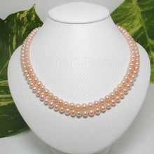 Load image into Gallery viewer, Double Strand Natural Pink Freshwater Pearl Necklace with .925 Silver Clasp (16&quot;)