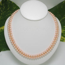 Load image into Gallery viewer, Double Strand Natural Pink Freshwater Pearl Necklace with .925 Silver Clasp (16&quot;)