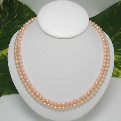 Double Strand Natural Pink Freshwater Pearl Necklace with .925 Silver Clasp (16