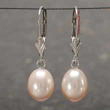 Load image into Gallery viewer, Natural Pink Pearl Dangle Earrings - 14k White Gold Leverback