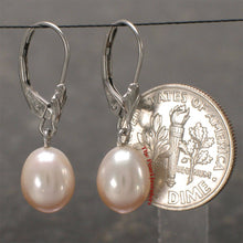 Load image into Gallery viewer, Natural Pink Pearl Dangle Earrings - 14k White Gold Leverback