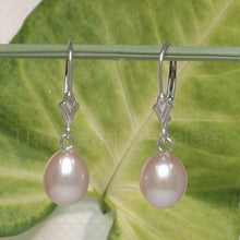 Load image into Gallery viewer, Natural Pink Pearl Dangle Earrings - 14k White Gold Leverback