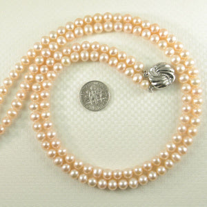 Double Strand Natural Pink Pearl Necklace with .925 Silver Clasp (18")