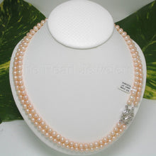 Load image into Gallery viewer, Double Strand Natural Pink Pearl Necklace with .925 Silver Clasp (18&quot;)