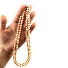 Load image into Gallery viewer, Double Strand Natural Pink Pearl Necklace with .925 Silver Clasp (18&quot;)