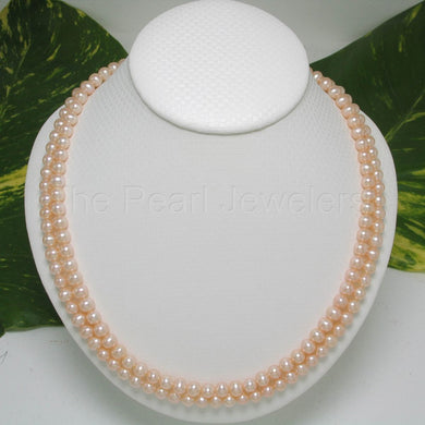 Double Strand Natural Pink Pearl Necklace with .925 Silver Clasp (18