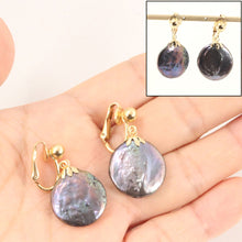 Load image into Gallery viewer, 14k Gold Filled Clip-On Earrings – Black Coin Pearl Drop