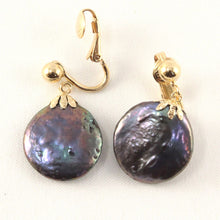 Load image into Gallery viewer, 14k Gold Filled Clip-On Earrings – Black Coin Pearl Drop