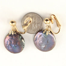 Load image into Gallery viewer, 14k Gold Filled Clip-On Earrings – Black Coin Pearl Drop