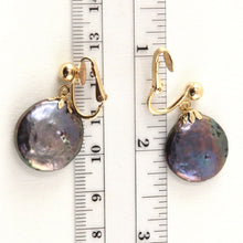 Load image into Gallery viewer, 14k Gold Filled Clip-On Earrings – Black Coin Pearl Drop
